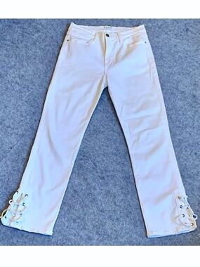 FRAME DENIM LE HIGH STRAIGHT Laced Ankle Jeans in Blanc Size 29